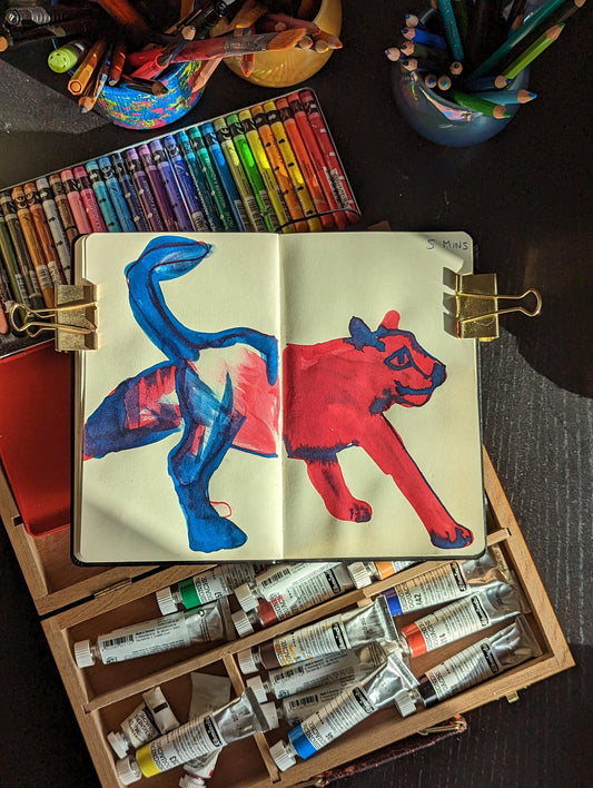 Sketchbook tour - life drawing, wonky cats, and colourful experiments